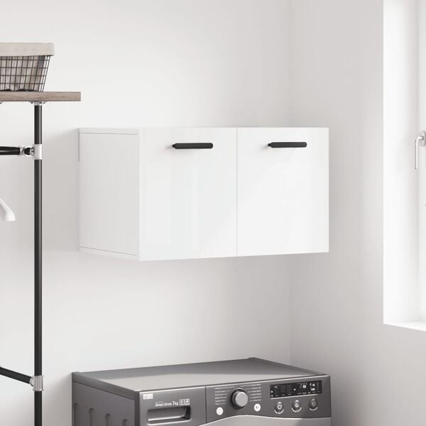 vidaXL Armoire murale Blanc brillant 60x36,5x35 cm Bois d'ing&eacute;nierie