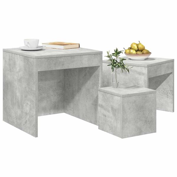 vidaXL Tables gigognes 3 pcs Gris b&eacute;ton Agglom&eacute;r&eacute;