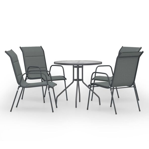 vidaXL Ensemble &agrave; manger d'ext&eacute;rieur 5 pcs Acier Anthracite