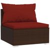 vidaXL Salon de jardin 5 pcs avec coussins r&eacute;sine tress&eacute;e marron