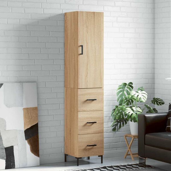 vidaXL Buffet haut Ch&ecirc;ne sonoma 34,5x34x180 cm Bois d'ing&eacute;nierie