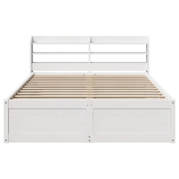 vidaXL Cadre de lit avec t&ecirc;te de lit blanc 120x200 cm bois pin massif