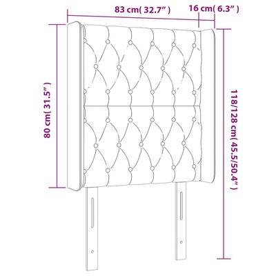 vidaXL Tête de lit à LED Gris foncé 83x16x118/128 cm Velours