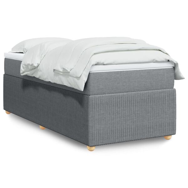 vidaXL Sommier &agrave; lattes de lit avec matelas gris clair 80x200 cm tissu