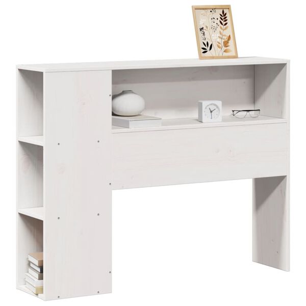 vidaXL T&ecirc;te de lit avec rangement blanc 90 cm bois massif de pin