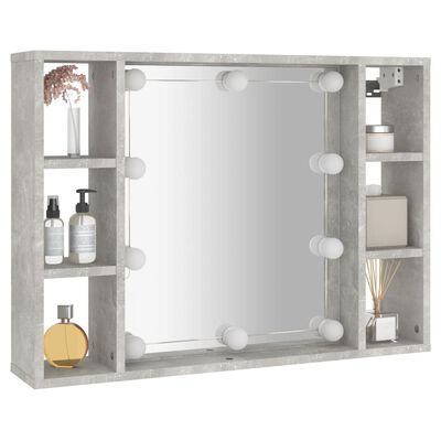 vidaXL Armoire à miroir avec LED Gris béton 76x15x55 cm