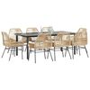 vidaXL Ensemble &agrave; manger jardin coussins 9pcs marron poly rotin verre
