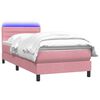 vidaXL Sommier &agrave; lattes de lit avec matelas et LED rose 100x210 cm velours