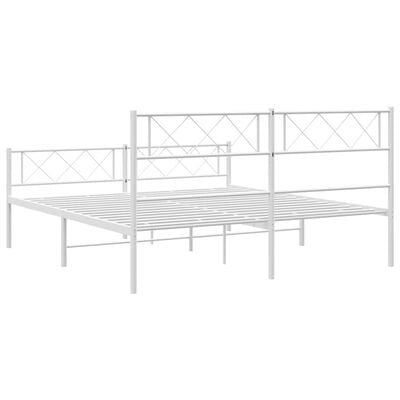 vidaXL Cadre de lit métal sans matelas et pied de lit blanc 120x200 cm