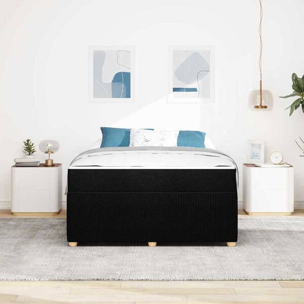 vidaXL Cadre de lit avec matelas Noir 160 x 200 cm tissu