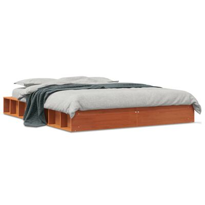 vidaXL Cadre de lit sans matelas cire marron 140x190cm bois pin massif