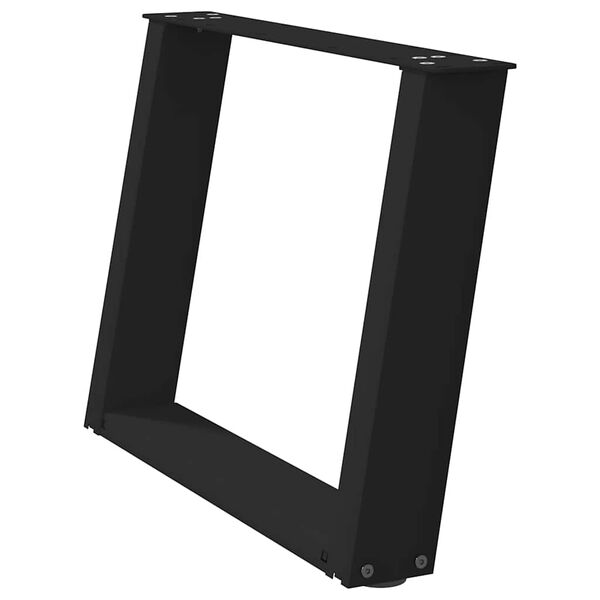 vidaXL Pieds de table basse en U, 2 pi&egrave;ces, noir, 60 x (42-43) cm, acier
