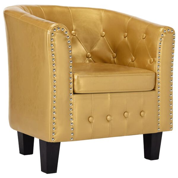 vidaXL Chaise cabriolet dor&eacute; brillant similicuir