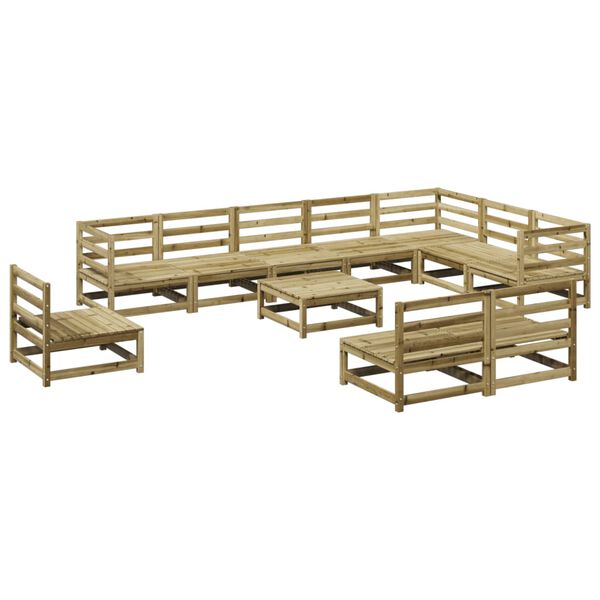 vidaXL Salon de jardin 11 pcs bois de pin impr&eacute;gn&eacute;