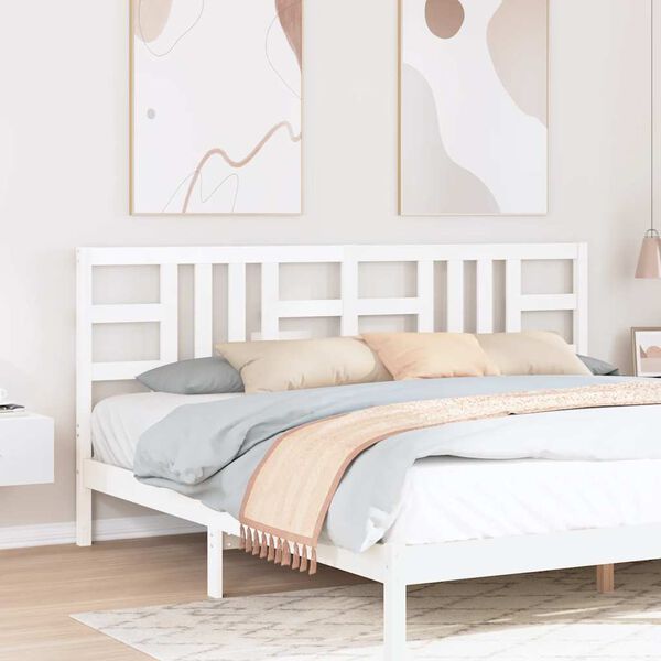 vidaXL T&ecirc;te de lit Blanc 206x4x100 cm Bois massif de pin