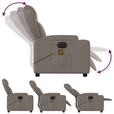 vidaXL Fauteuil de massage inclinable électrique Taupe Tissu