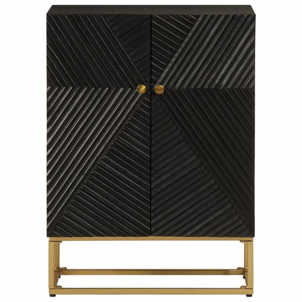 vidaXL Buffet noir 55x30x76 cm bois massif de manguier et fer
