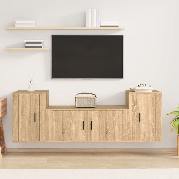vidaXL Ensemble de meubles TV 3 pcs Chêne sonoma Bois d'ingénierie