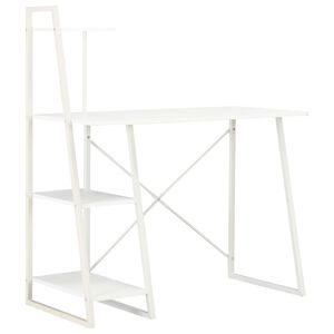 vidaXL Bureau avec &eacute;tag&egrave;re Blanc 102x50x117 cm
