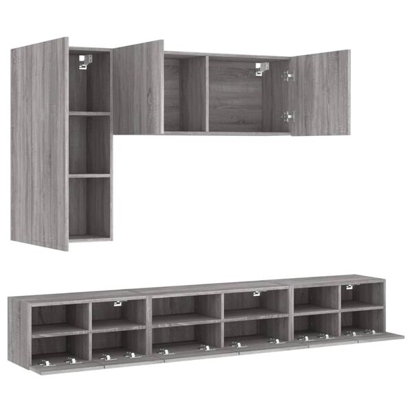 vidaXL Armoires murales TV 5 pcs sonoma gris bois d'ing&eacute;nierie