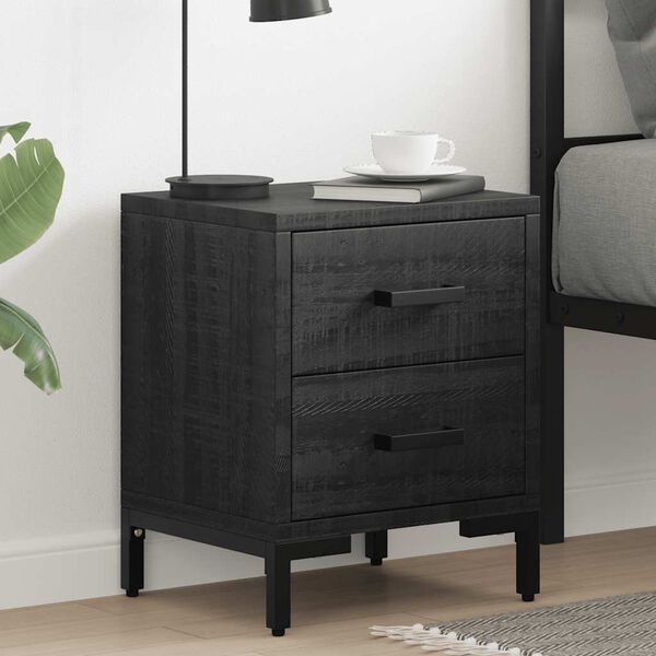 vidaXL Table de chevet Noir 36x30x45 cm Bois de pin massif