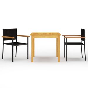 vidaXL Ensemble &agrave; manger de jardin 3 pcs Noir