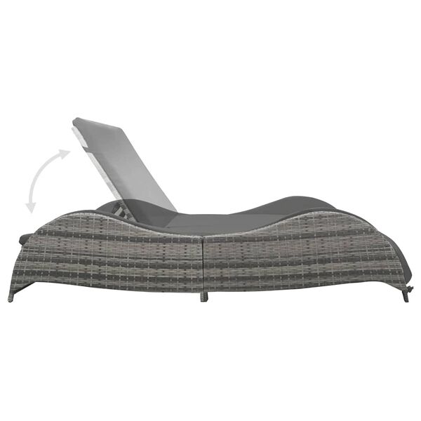 vidaXL Chaise longue double avec coussin R&eacute;sine tress&eacute;e Anthracite