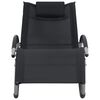 vidaXL Chaise longue avec oreiller Noir Textil&egrave;ne