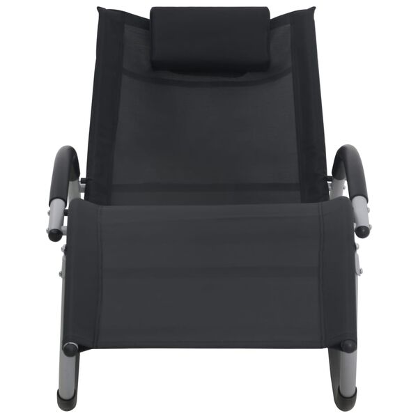 vidaXL Chaise longue avec oreiller Noir Textil&egrave;ne