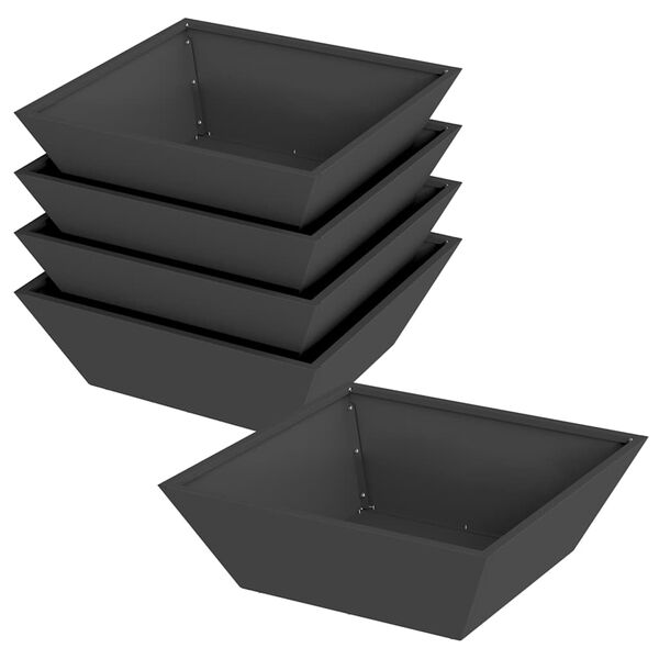 vidaXL Cache-pot de jardin 5 pcs Noir 50 x 50 x 15 cm