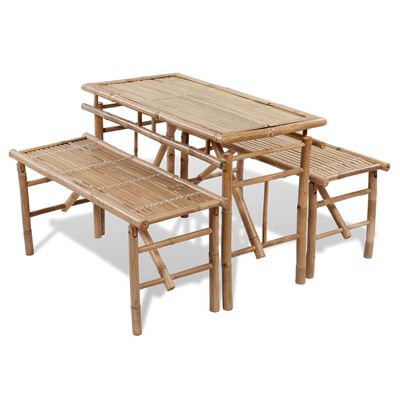 vidaXL Table de brasserie avec 2 bancs 100 cm Bambou