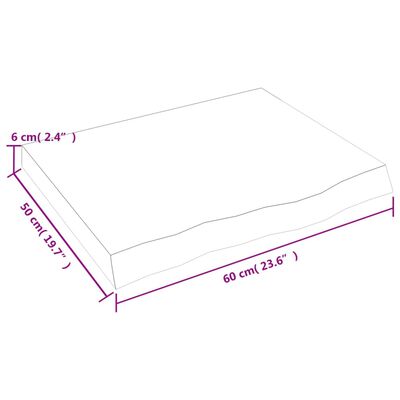 vidaXL Dessus de table 60x50x(2-6) cm bois de chêne massif non traité