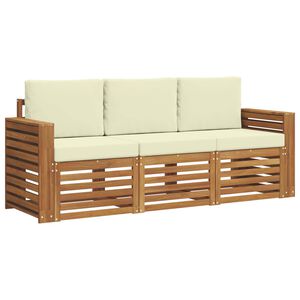 vidaXL Ensembles de canap&eacute;s 3 pc Naturel et Cr&egrave;me Bois d'Acacia Massif