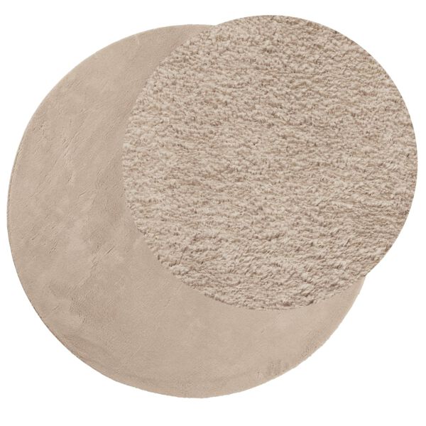 vidaXL Tapis HUARTE &agrave; poils courts doux et lavable sable &Oslash; 100 cm
