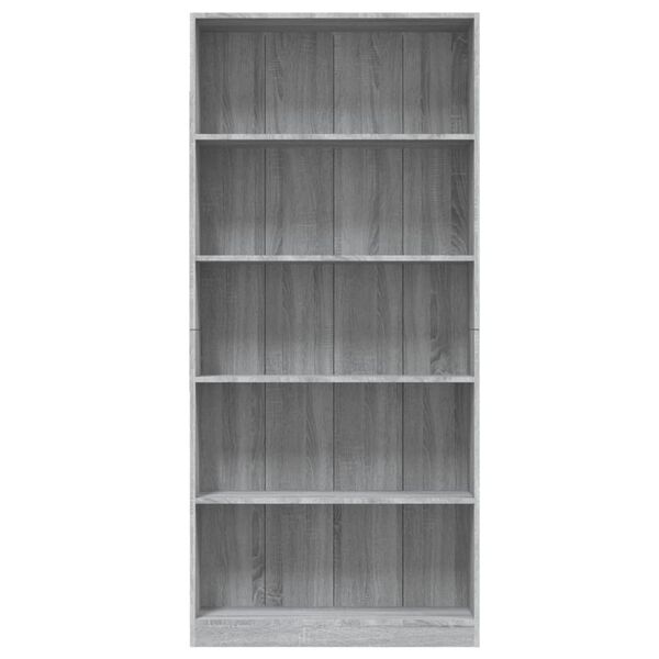 vidaXL Biblioth&egrave;que 5 niveaux Sonoma gris 80x24x175 cm