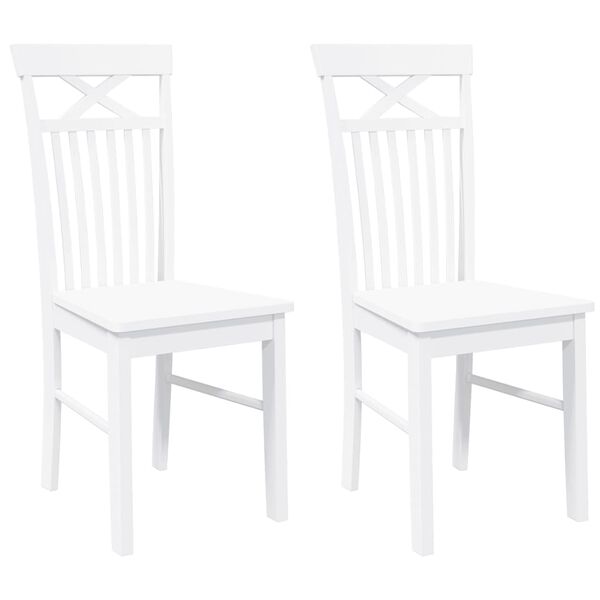 vidaXL Chaises &agrave; manger 2 pcs blanc bois massif caoutchouc