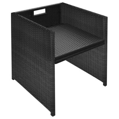 vidaXL Ensemble de bistro 3 pcs avec coussins résine tressée noir