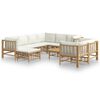 vidaXL Salon de jardin 10 pcs avec coussins blanc cr&egrave;me bambou