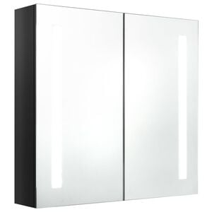 vidaXL Armoire de salle de bain &agrave; miroir LED noir brillant 62x14x60 cm