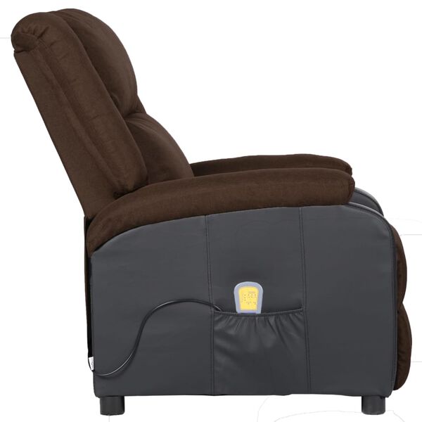 vidaXL Fauteuil de massage marron fonc&eacute; similicuir et tissu