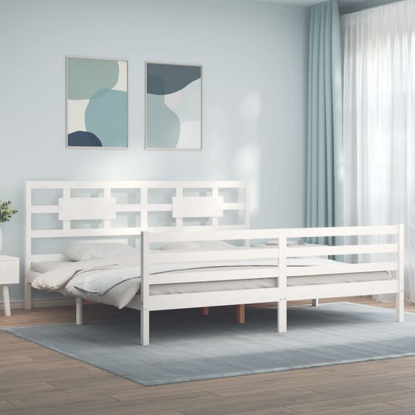 vidaXL Cadre de lit sans matelas blanc bois massif