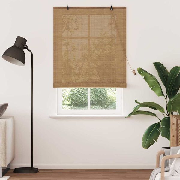 vidaXL Store enrouleur avec des rideaux Marron 110 x 220 cm Bambou