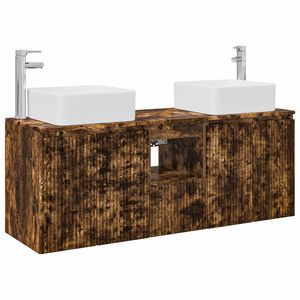 vidaXL Ensemble d'armoire de salle de bain 3 pc Ch&ecirc;ne fum&eacute;