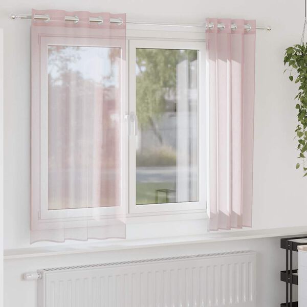 vidaXL Rideaux en voile avec &oelig;illets 2 pcs rose clair 140x175 cm
