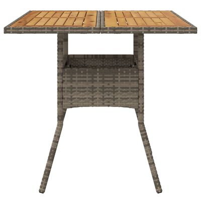 vidaXL Table de jardin et dessus en bois d'acacia gris résine tressée