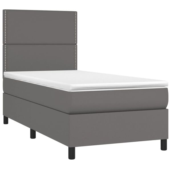vidaXL Sommier à lattes de lit avec matelas et LED Gris 90x200 cm