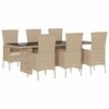 vidaXL Ensemble &agrave; manger de jardin et coussins 7 pcs beige poly rotin