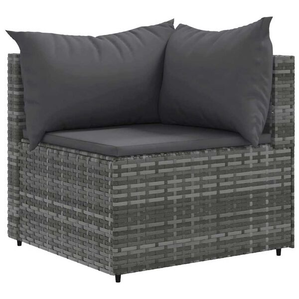 vidaXL Salon de jardin 7 pcs avec coussins Gris Résine tressée