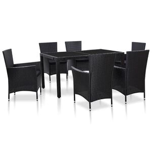 vidaXL Ensemble &agrave; manger d'ext&eacute;rieur 7 pcs R&eacute;sine tress&eacute;e Noir