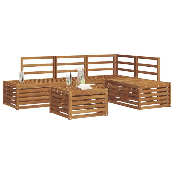 vidaXL Ensemble de canap&eacute;s d'ext&eacute;rieur 5 Pi&egrave;ce Naturel